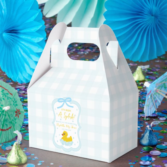 Wassertropfen Gingham-Junge-Baby-Party Danke Geschenkschachtel (Party)