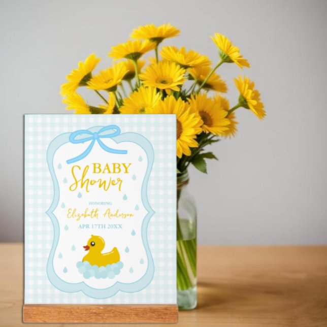 Wassertropfen Gingham-Junge-Baby-Party-Willkommen Acrylschild (Von Creator hochgeladen)