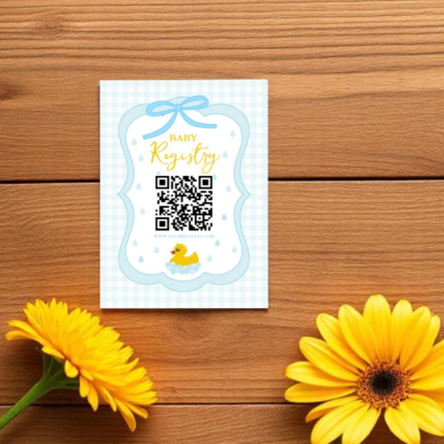 Wassertropfen Gingham-Junge Baby Shower-Geschenkel Begleitkarte (Von Creator hochgeladen)