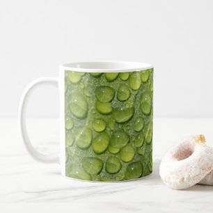 Wassertropfen Grünes Blatt Naturmuster Kaffeetasse