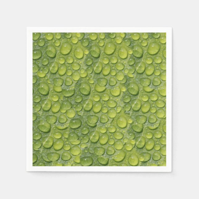 Wassertropfen Grünes Leaf Naturmuster Serviette (Vorderseite)