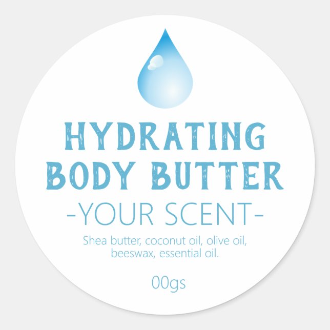 Wassertropfen Hydratation Handgebläse Butter Runder Aufkleber (Vorderseite)