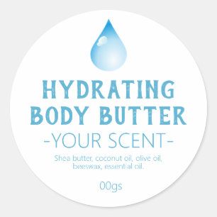 Wassertropfen Hydratation Handgebläse Butter Runder Aufkleber