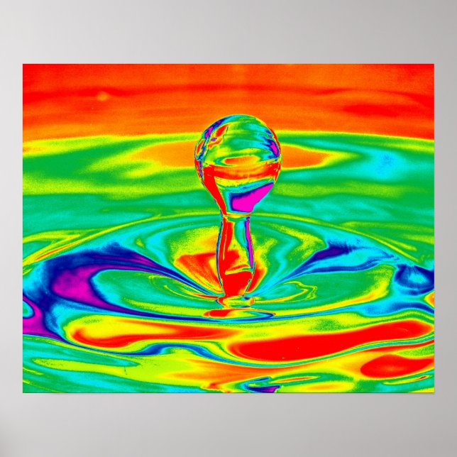 Wassertropfen in psychedelischen Farben Poster/Pri Poster (Vorne)
