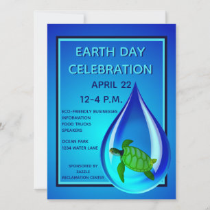 Wassertropfen und Meeresschildkröte Einladung