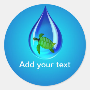 Wassertropfen und Meeresschildkröten Runder Aufkleber