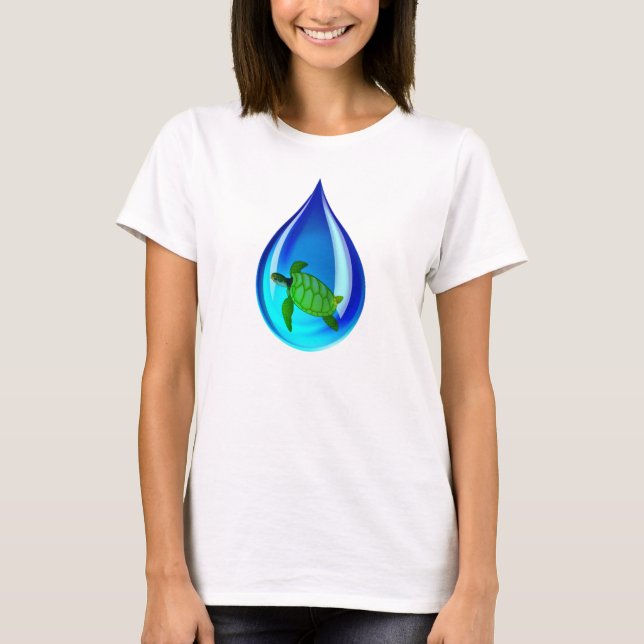 Wassertropfen und Meeresschildkröten T-Shirt (Vorderseite)