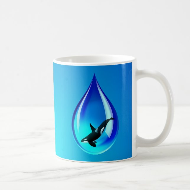 Wassertropfen und Orca Kaffeetasse (Rechts)