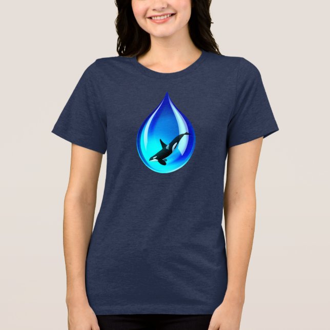 Wassertropfen und Orca Tri-Blend Shirt (Vorderseite)