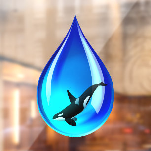 Wassertropfen und Orca Whale Fensteraufkleber
