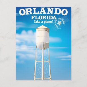 Wasserturm-Reiseprint von Orlando, Florida. Postkarte