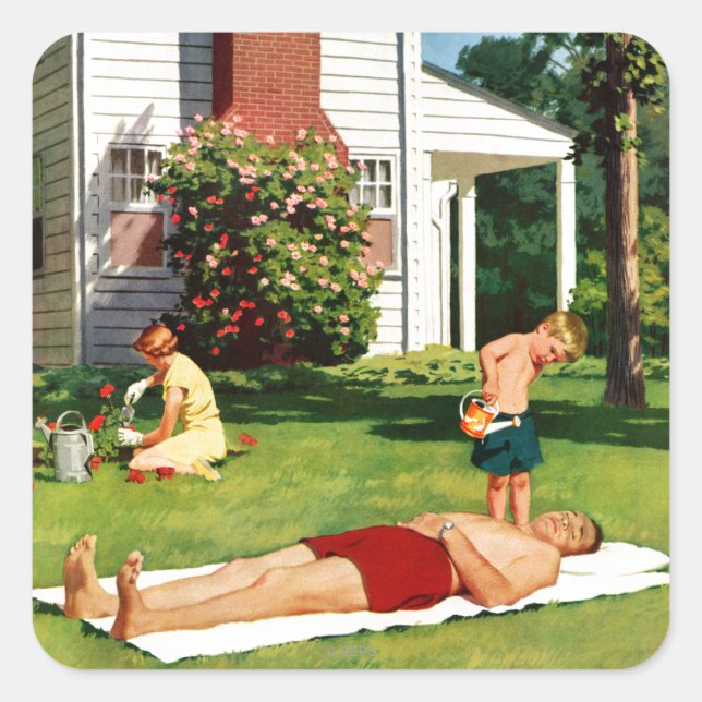 Wasservater Quadratischer Aufkleber (Vorderseite)