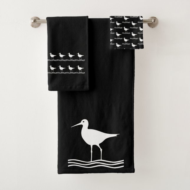 Wasservogel Bad Schwarz-Weiß-Handtuch-Set Badhandtuch Set (Insitu)