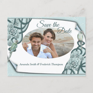 Wasserweise Sukkulente in Minzblau / Kieferngrün Ankündigungspostkarte