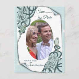 Wasserweise Sukkulente in Minzblau / Kieferngrün Ankündigungspostkarte