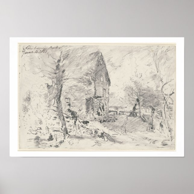 Wasserwerk in Newbury (Bleistift) Poster (Vorne)