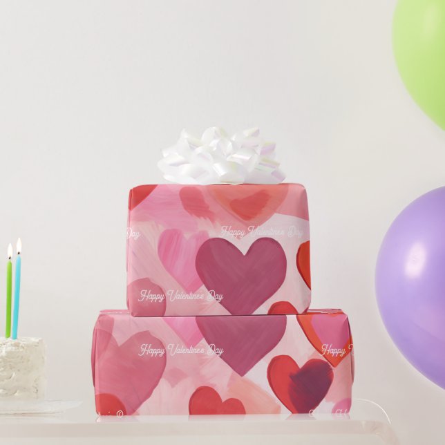 Wasserzeichen Rosa Liebe Glücklicher Valentinstag Geschenkpapier (Partygeschenke)