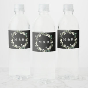 Wasserzeichen schwarz Grüne Moderne Hochzeit Wasserflaschenetikett