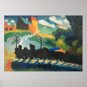 Wassily Kandins Murnau Blick auf Eisenbahn und Sch Poster