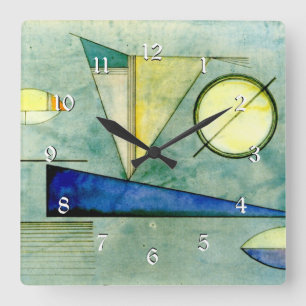 Wassily Kandinsky abstract artwork, Haze Quadratische Wanduhr