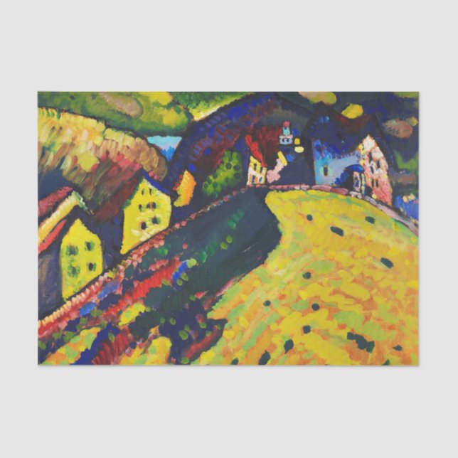 Wassily Kandinsky. Häuser in Murnau. Expressionism Seidenpapier (Vorderseite)