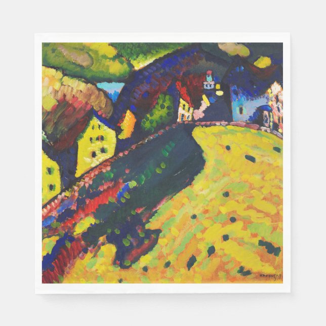 Wassily Kandinsky. Häuser in Murnau. Expressionism Serviette (Vorderseite)