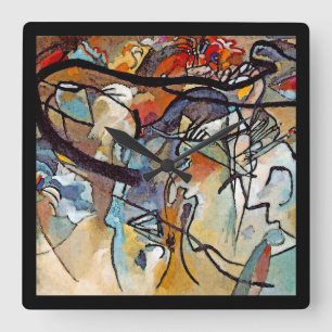 Wassily Kandinsky - Komposition Fünf Abstrakte Kun Quadratische Wanduhr