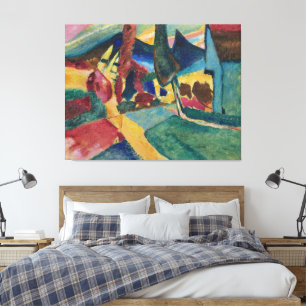 Wassily Kandinsky - Landschaft mit trompetespielen Leinwanddruck