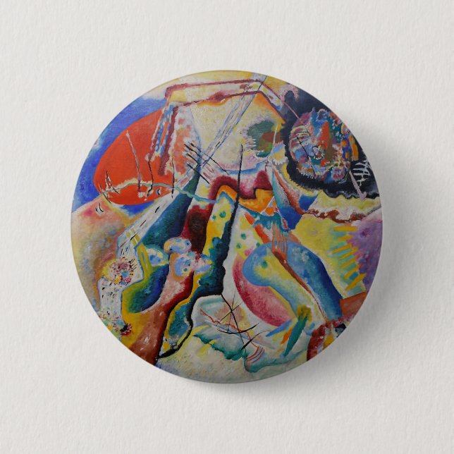 Wassily Kandinsky Roter Fleck Klassische Abstrakte Button (Vorderseite)