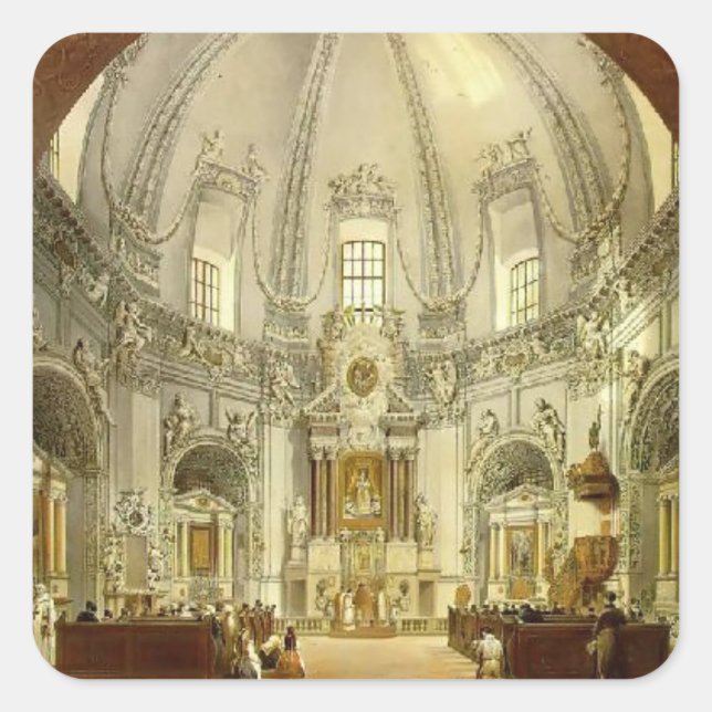 Wassily Sadovnikov: Inneres der Trinitären Kirche Quadratischer Aufkleber (Vorderseite)