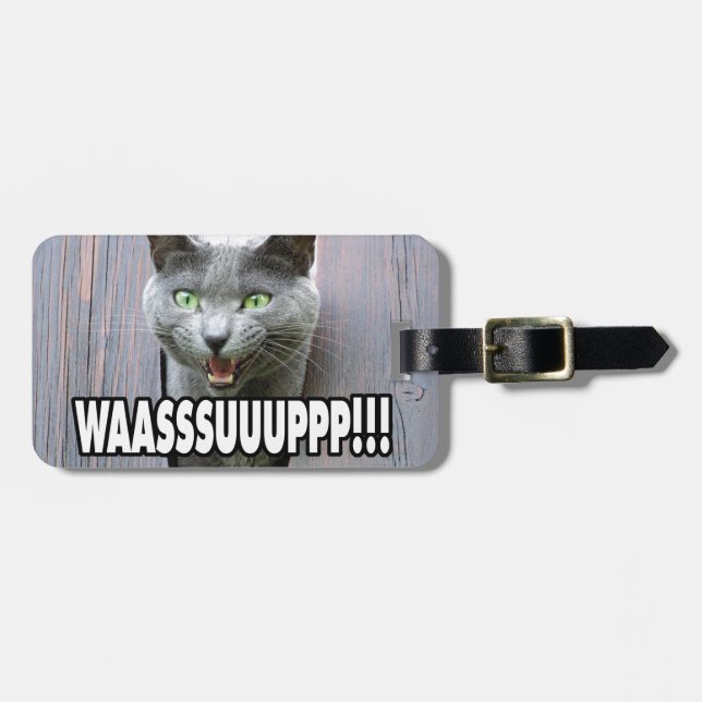 WASSUP - Cat Meme Gepäckanhänger (Vorderseite horizontal)