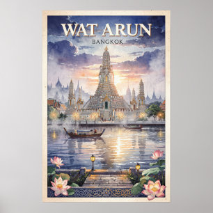 Wat Arun Bangkok Vintage Reise Poster