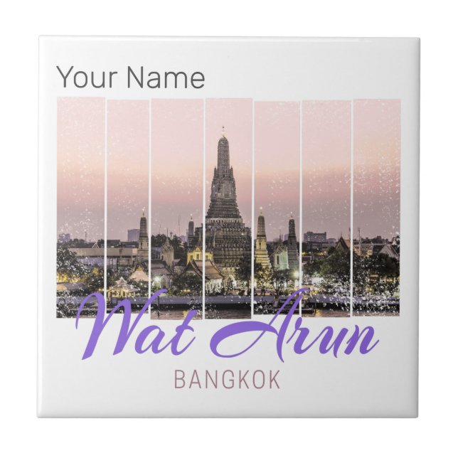 Wat Arun Temple Bangkok Thailand Sunset Souvenir Fliese (Vorderseite)