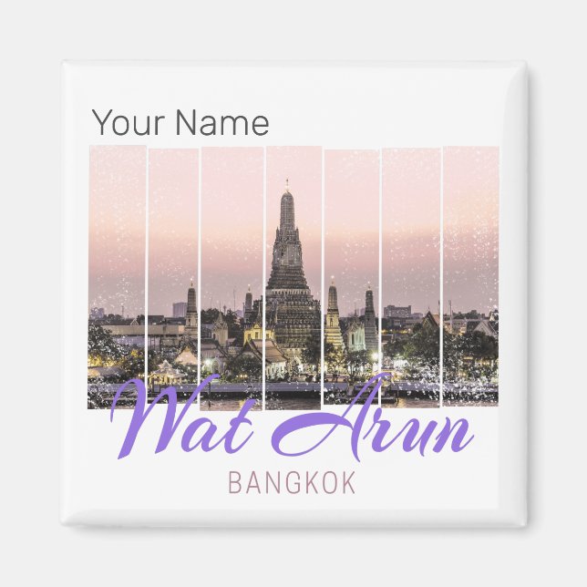 Wat Arun Temple Bangkok Thailand Sunset Souvenir Magnet (Vorne)