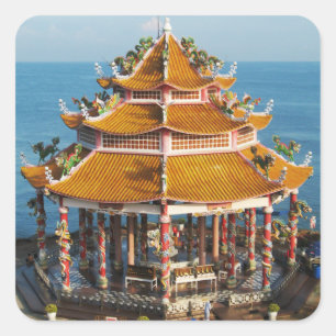 Wat Koh Loi ... Sriracha, Chonburi, Thailand Quadratischer Aufkleber