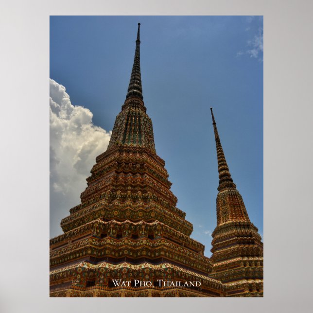 Wat Pho Stupa Padoga Tempel Thailand Reisen Poster (Vorne)