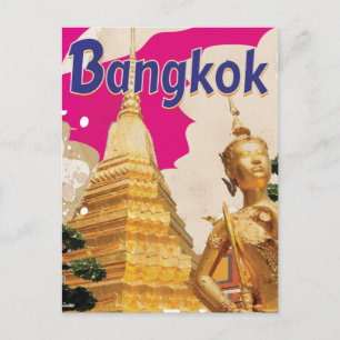 Wat Phra Kaeo Bangkok Vintage Reiseposter Postkarte