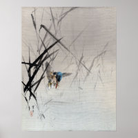 Watanabe Seitei Bird fängt Fisch unter Roten