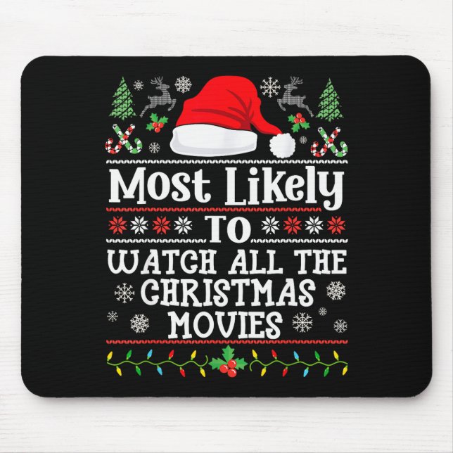 Watch All The Christmas Movies - Family Xmas Match Mousepad (Vorne)