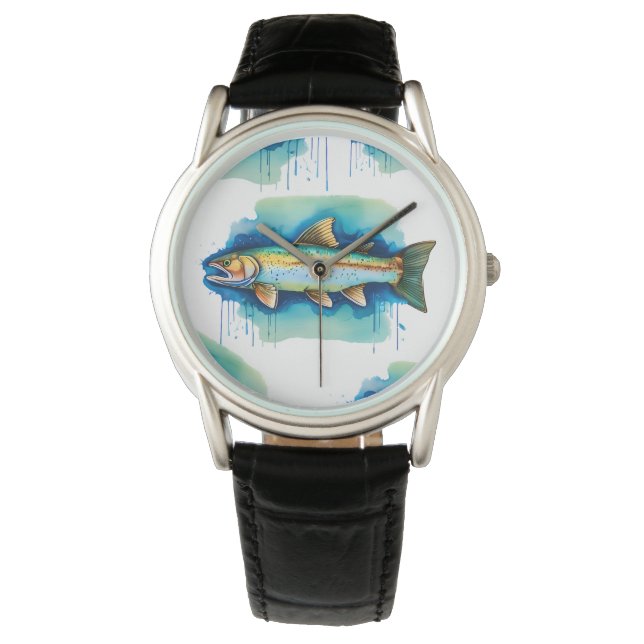 Watch - Aquarellreihe: Foreut/Lachs Armbanduhr (Vorderseite)