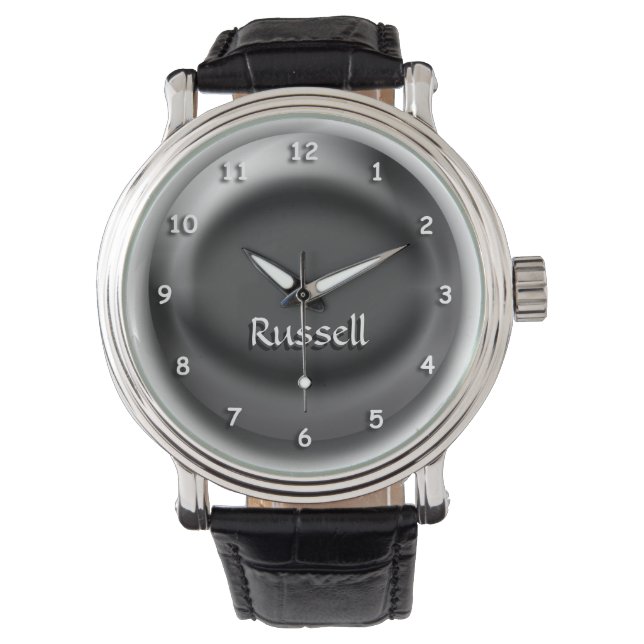 Watch - Black 3D orb mit Name Armbanduhr (Vorderseite)