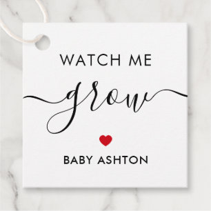 Watch Me Ground, Pflanze Baby Shower Tag, Red Geschenkanhänger