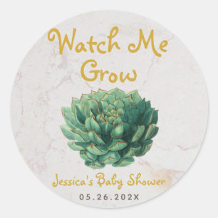 Watch Me Grow Baby Dusche Botanisches Sukkulat Runder Aufkleber