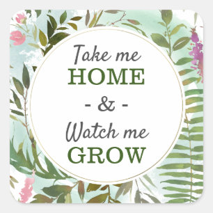 Watch Me Grow Baby Shower Streusel-Topf-Saatgut-Tü Quadratischer Aufkleber