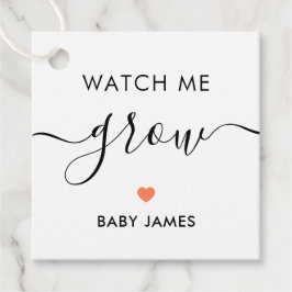 Watch Me Grow, Pflanze Baby Shower Tag, Coral Geschenkanhänger