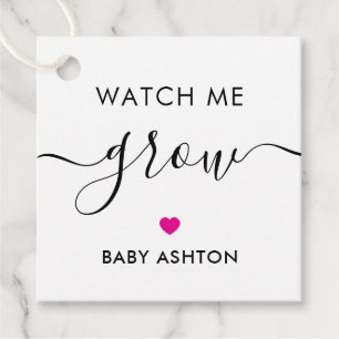 Watch Me Grow, Pflanze Baby Shower Tag, Fuchsia Geschenkanhänger
