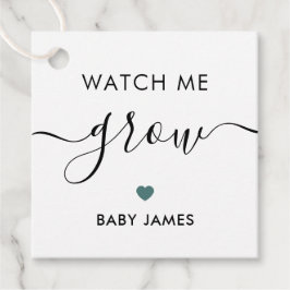 Watch Me Grow, Pflanze Baby Shower Tag, grau Aquam Geschenkanhänger