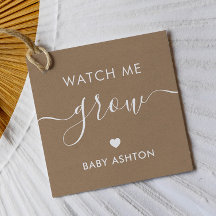 Watch Me Grow, Pflanze Baby Shower Tag, Kraft