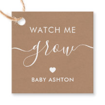 Watch Me Grow, Pflanze Baby Shower Tag, Kraft