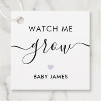 Watch Me Grow, Pflanze Baby Shower Tag, Lavendel